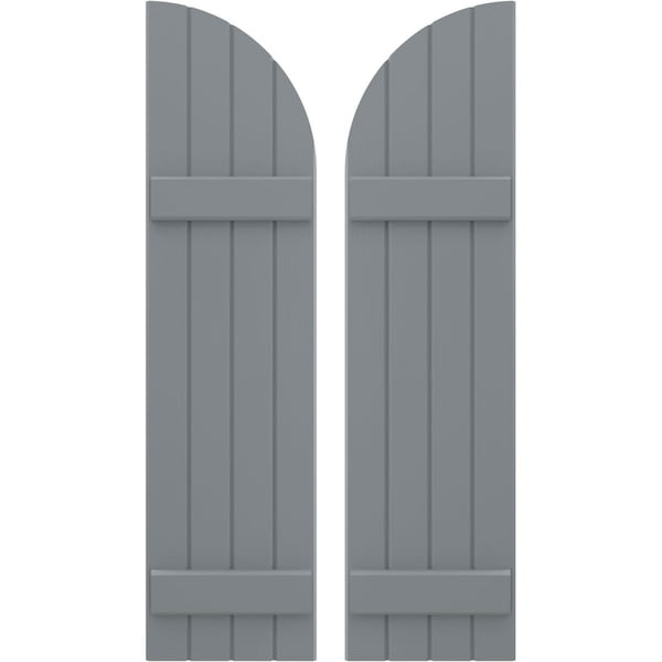 Ekena Millwork Americraft 4-Board (2 Batten) Wood Joined Board-n-Batten Shutters w/ Arch Top, ARW101BQ414X77CHH, PR ARW101BQ414X77CHH - main